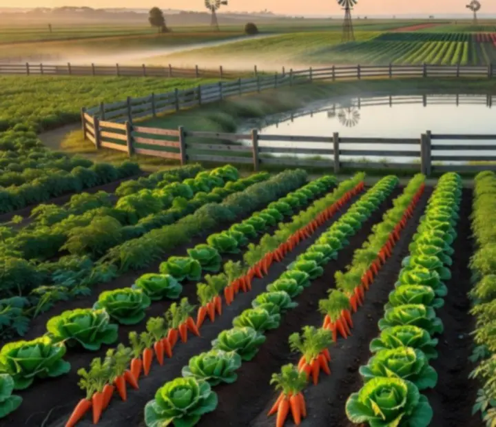 Farm Up gazdaság felülnézetben aratás közben