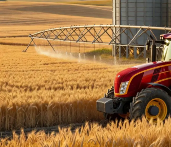 Modern farmgépek és öntözőrendszerek a Farm Up játékban